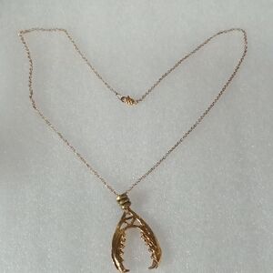 Gold Scorpion Claw Necklace #A257